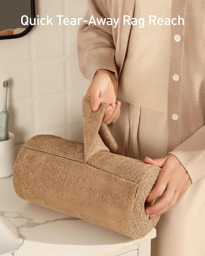 Fantasticlean Microfiber Cleaning Cloth Roll- 30 Sheets, 12" x 12" (TAN) | Super Absorbent, Lint-free, Tear-away Microfiber Towel Roll, for All-Purpose Cleaning