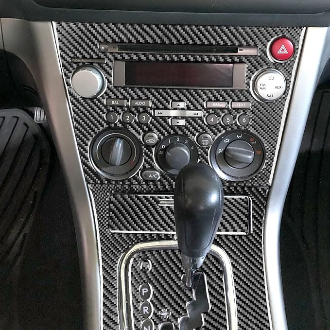 JKYUKU Real Carbon Fiber for Subaru Accessories Center Console Ac Cd Radio | for Legacy/Outback 2005-2009, Black Center Console Ac Cd Radio Control Gear Shift Shifter Panel Sticker, Premium Sporty Look