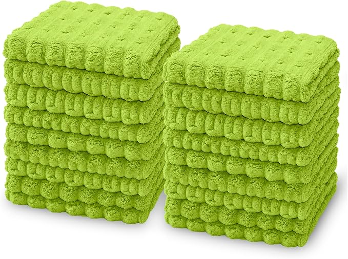 kimteny Microfiber Dish Cloths for Kitchen, 18 Pack 12 x 12 Inch Coral Velvet Kitchen Cleaning Cloths, Absorbent Reusable Non-Scratch Dish Rags for Dishes, Countertops & Sink
