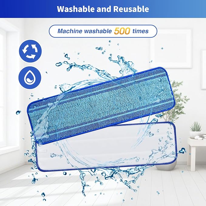 3-Pack Microfiber Mop Pads for Bona Mpo- Washable Reusable Refills for Hardwood, Tile & Multi-Surface Floors | Pet Hair & Stain Remover