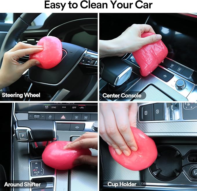 PULIDIKI Car Cleaning Gel Clean Putty Car Interior Cleaner Detailing Tools | Car Slime Cleaner Dust Cleaning Gel for Car Cleaning Supplies Car Essentials Car Gifts Car Accessories for Women Pink