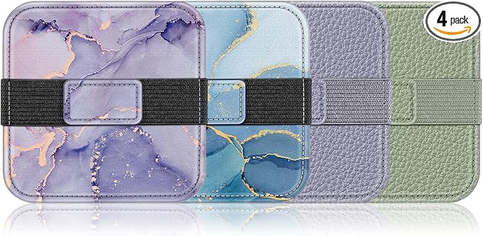 Fintie Screen Cleaning Pad, [4 Pack] Soft Cloth Car Phone Screen Cleaner | Microfiber Wipe Cleaning with Elastic Strap for iPad, iPhone, MacBook, Tablets, Laptop, Monitor (Marble)