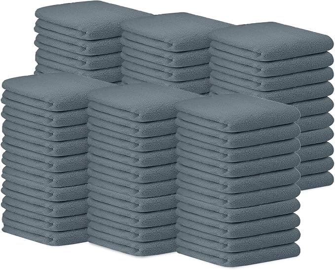 Avalon Towels Bar Towels (Pack of 60) Size 14x17 Inches – 100% Cotton, Absorbent and Reusable Cleaning Rags, Multipurpose Cleaning Towels, Terry Cloth Rags, Durable Shop Rags (Grey)