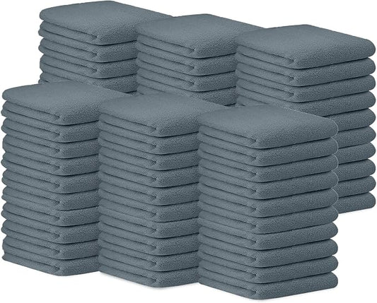 Avalon Towels Bar Towels (Pack of 60) Size 14x17 Inches – 100% Cotton, Absorbent and Reusable Cleaning Rags, Multipurpose Cleaning Towels, Terry Cloth Rags, Durable Shop Rags (Grey)