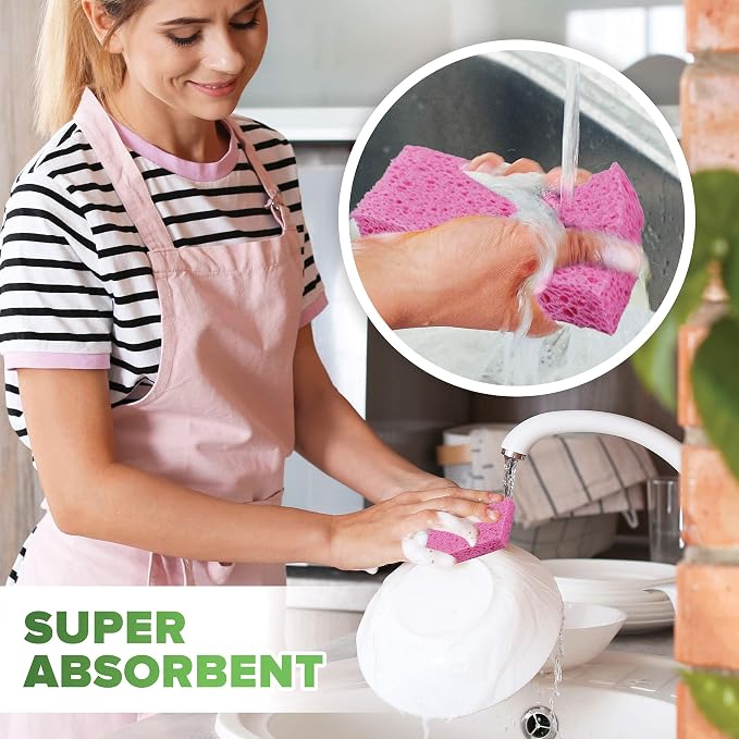 SCRUBIT Cleaning Scrub Sponges, [New Packaging] Non-Scratch Kitchen Sponges for Dishes -12 Pack Dishwashing Sponge - Assorted Colors Package May Vary