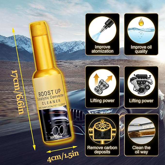 Boost Up Catalytic Convertor Cleaner, Auto Parts Engine, Catalytic Converter Cleaner, Exhaust System Pipe Carbon Removal Cleaner Treatment Additive Oil, fuel injector cleaner Oil Additive(4Pcs*120ml)