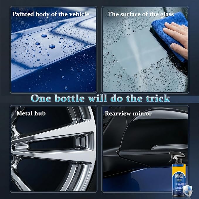 Quick Effect Coating Agent for Car, Quick Effect Coating Agent,Waterless Wash & Polish,Car Coating Spray for Shine & Protection,Quick Acting Paint Protection and Glass Cleaner(1Pack:120ml+Brush+Towel)