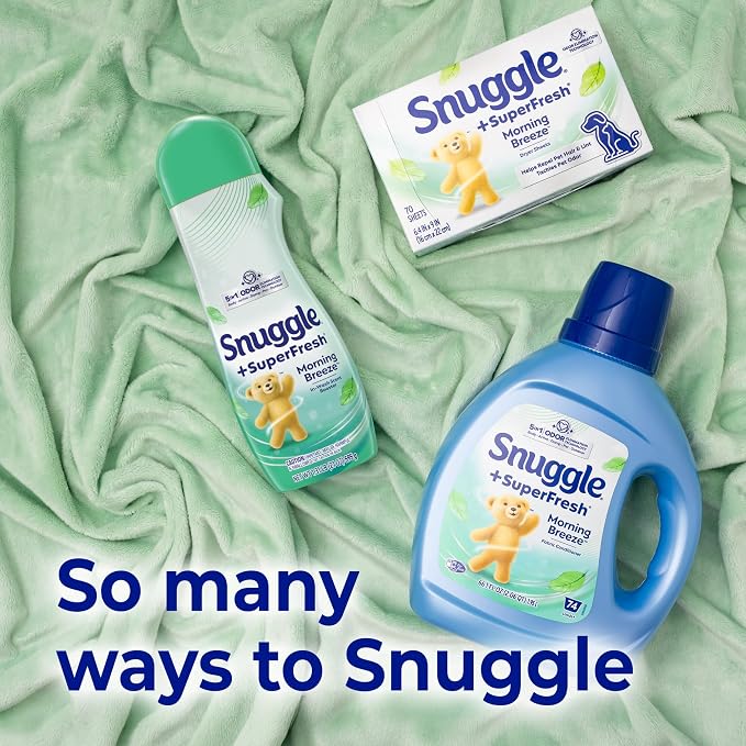 Snuggle SuperFresh In Wash Scent Booster, Morning Breeze, 21oz, 4-Pack | Fragrance enhancer for clothes, bedding and activewear, Bead form, Works in all machines, water temperatures and quick wash.