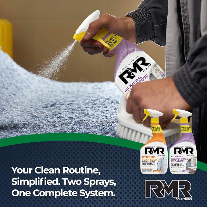 RMR Clean Slate System – Xtreme Soap Scum Remover + All Natural All Purpose Cleaner, 2-Step Bathroom & Household Cleaning Bundle for Shower, Tub, Tile, Glass & Surfaces, 2–32 Oz Bottles