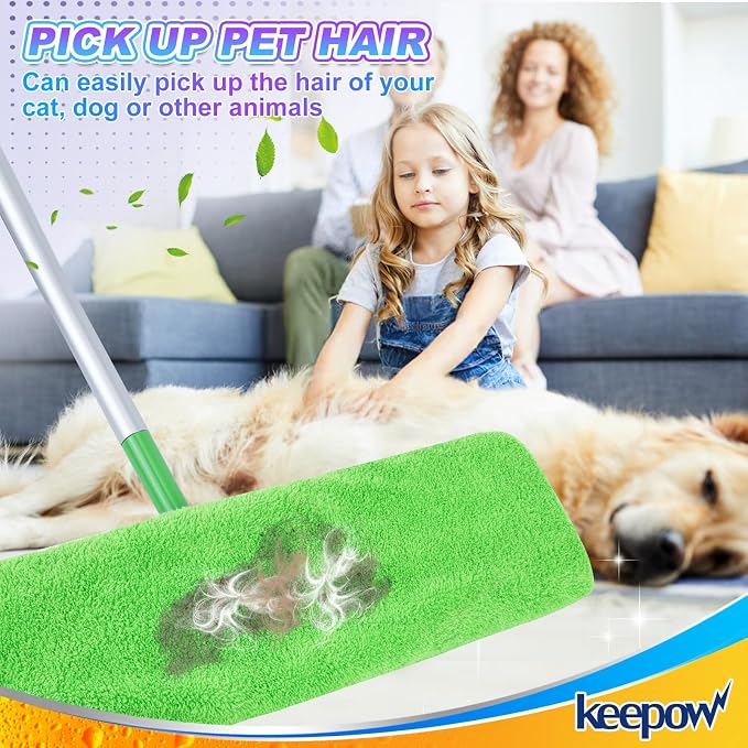 KEEPOW Reusable Mop Refill Pads Replacement Compatible with Swiffer Wet Pads Refill XL Size, XL Mop, Dry Sweeping Cloths for Hardwood Floor Cleaning, 6 Pack