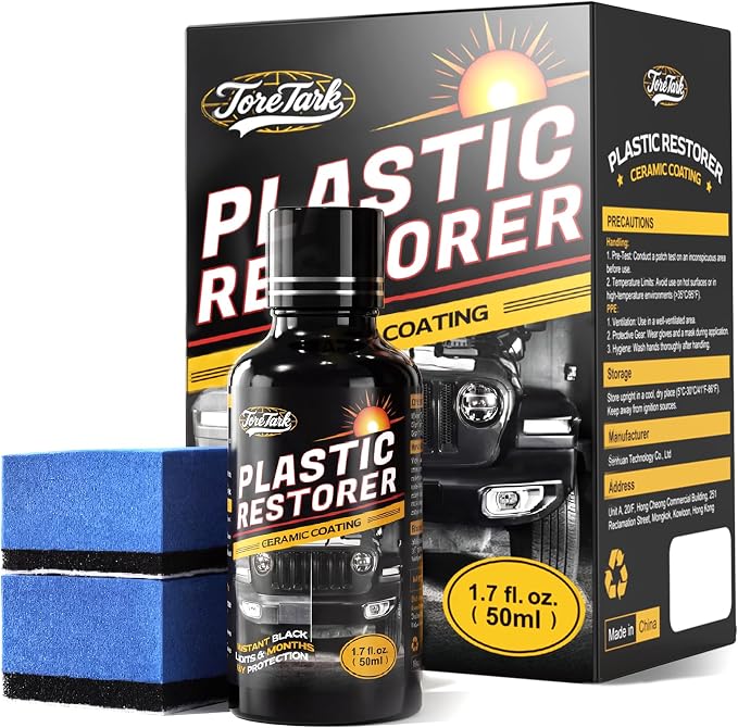 Toretark Plastic Restorer for Cars, Not a Dressing, Black Trim Restorer, Ceramic Crystal Coating Highly Concentrated, Lasting Up to 6 Months+ with UV Protection, Restore Automotive Exterior Protectant