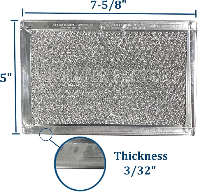 Air Filter Factory Replacement For WB06X10608 GE 5 x 7.62 x 0.09 Inches Microwave Oven Aluminum Mesh Grease 12-Layer Vent Hood Filter 2-Pack