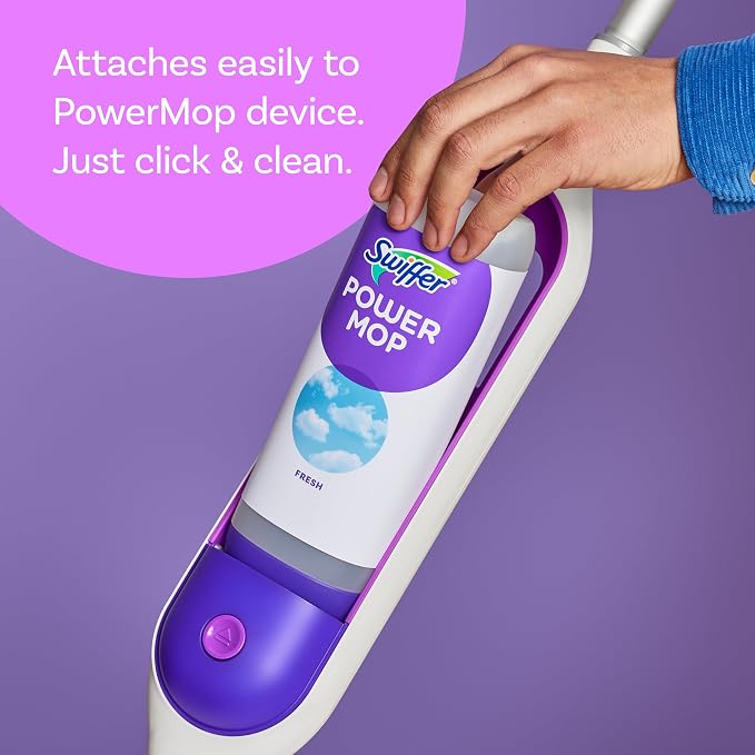 Swiffer PowerMop Liquid Floor Cleaner Refills, Solution for Power Mop, Fresh Scent, 2 Count Mopping Fluid Replacement Bottle, Spray Mops Cleaning Juice, No Bucket Needed, Multi-Surface and Wood