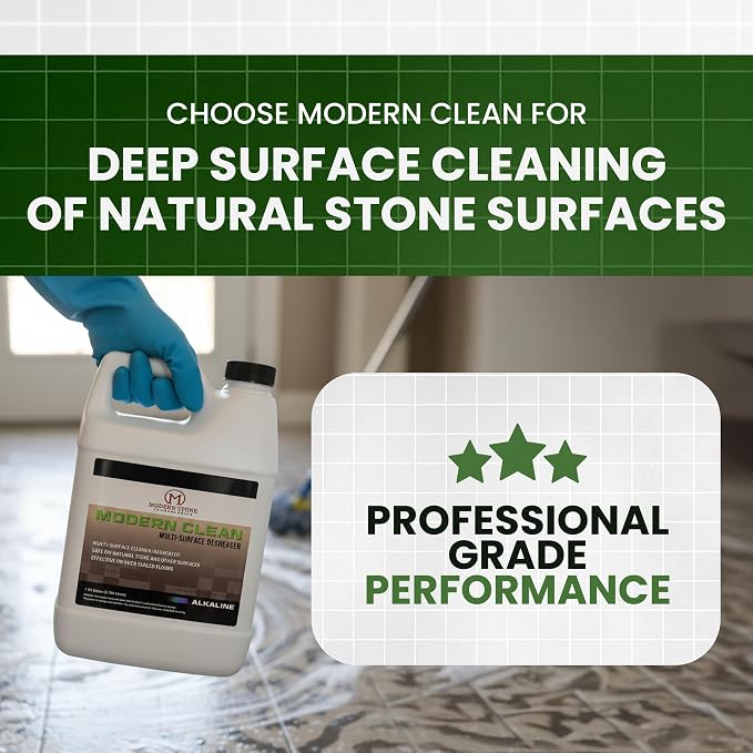 Modern Clean – Professional Alkaline Stone, Tile & Grout Deep Cleaner & Degreaser Concentrate (Dilution-Based Strength)