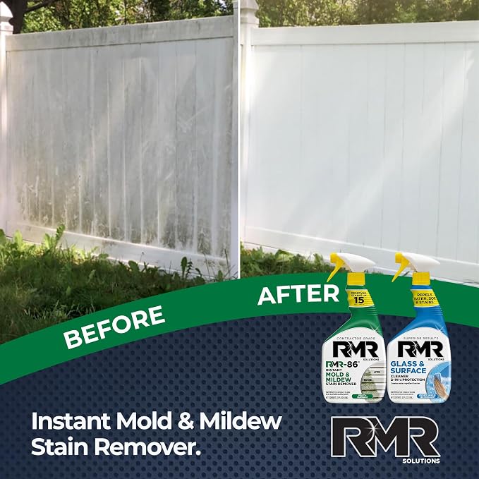 RMR Surface Renewal System – Instant Stain Remover + Glass & Surface Cleaner/Protectant, Indoor/Outdoor Cleaning Kit for Mirror, Screen, Furniture, Siding, & Deck, 2–32 Oz Bottles