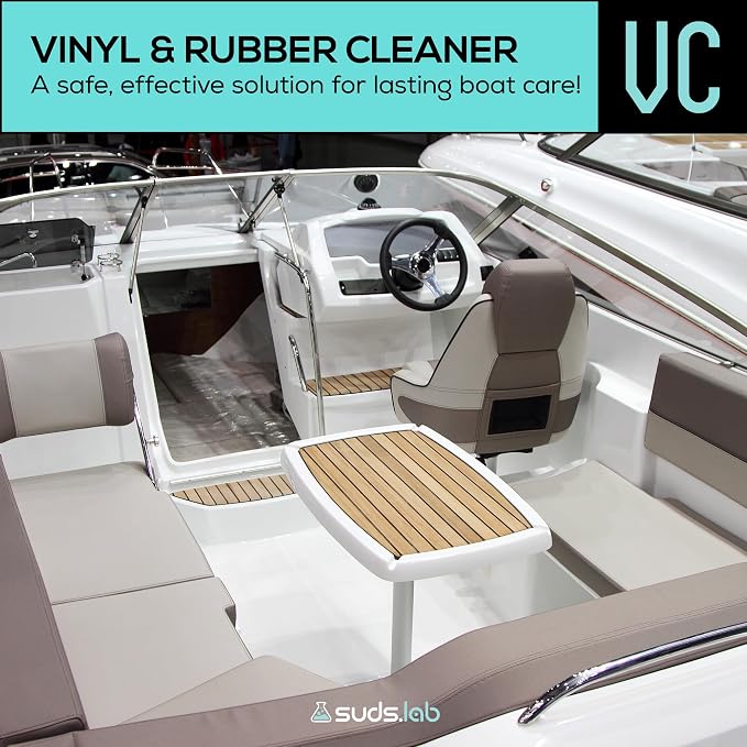 Suds Lab Marine VC Vinyl & Rubber Cleaner for Boats, Plastic, Leather, Rubber, Removes Grime & Stains, 32 oz.