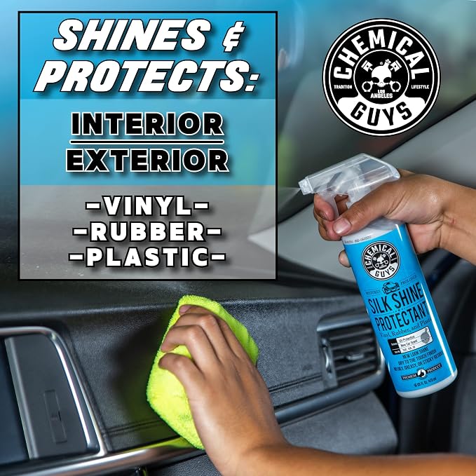 Chemical Guys, Silk Shine Vinyl & Trim Dressing, Non-Greasy Satin, 1 Gallon | Dries to a natural satin look with no greasy sling, works indoors and out on dashboards, door panels, bumpers and tires
