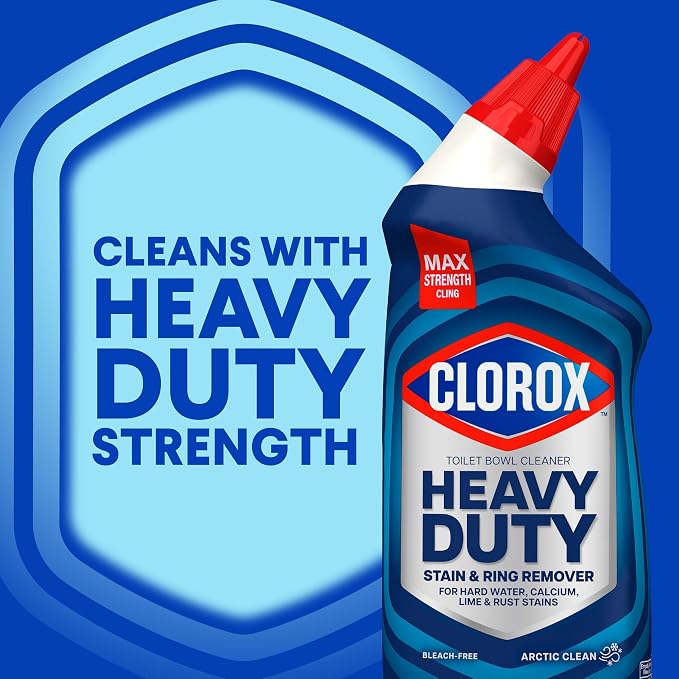 Clorox Toilet Bowl Cleaner Heavy-Duty Gel, Arctic Clean, Bleach-Free Stain Remover, Kills 99.9% of Germs, 24 oz, Pack of 2