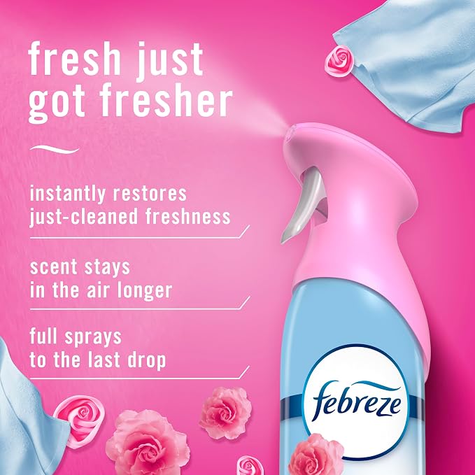 Febreze Air Mist, Air Freshener Spray, Odor Fighting Room Spray, Deodorizer for Home Bathroom Kitchen Office Apartment Dorm Room Classroom, Downy April Fresh Scent, 8.1oz (Pack of 2)