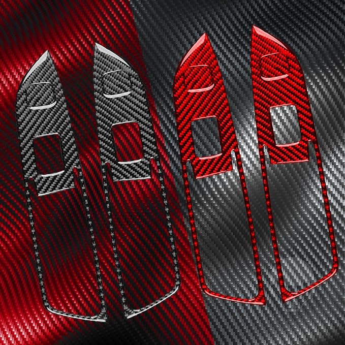 Rear Door Window Switch Stickers Fit for Chevrolet Blazer 2019-2025 | for L/LT/RS/Premier | Real Carbon Fiber | Rear Door Window Switch Control Panel Cover | Anti-scratch | Self-adhesive