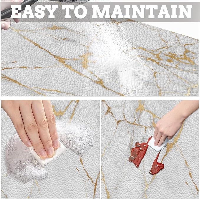 MCALK Marble White Coffee Mat for Kitchen Counter, Gold Dish Drying Pad with Anti-Slip Rubber Base, Absorbent Kitchen Sink Mat with Modern Art Decor, Marble White 12"x20"