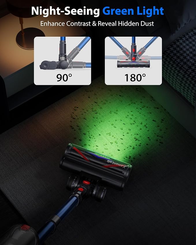 Cordless Vacuum Cleaner, 75Mins/55KPa/650W, Rechargeable | 10 Stage Filtration, Cone Filtration&Anti-Tangle, Extra Washable HEPA Filter, for Hard Floor, Carpet, Pet Hair, Freestanding