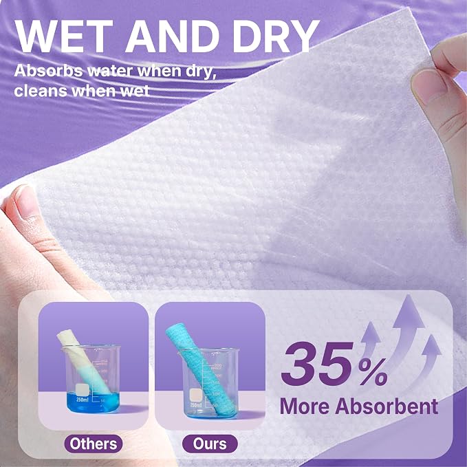 Pearl Texture Disposable Face Towels XL, 100 Count | Facial Tissues for Deep Cleansing, Ultra Thick Makeup Remover Dry Wipes, Lint-Free for Sensitive Skin