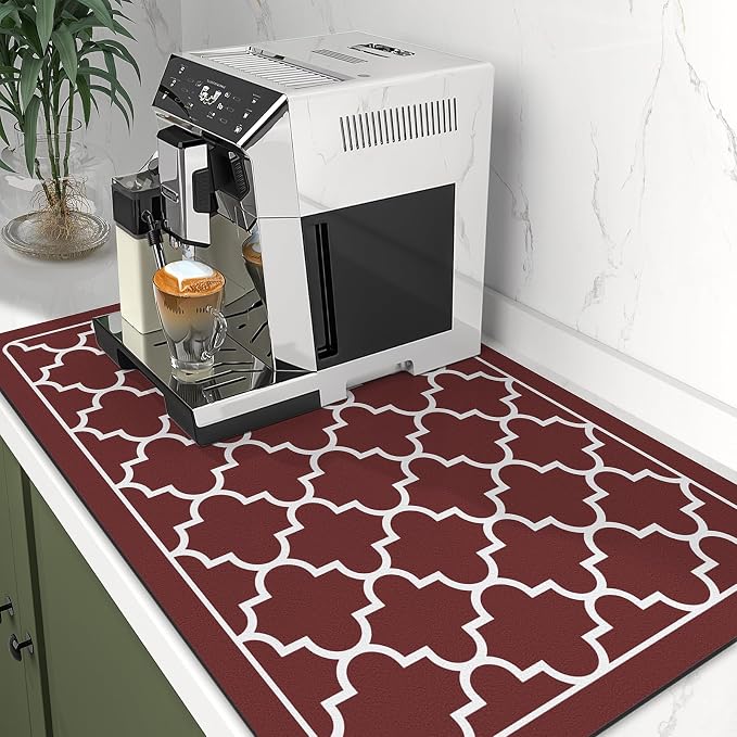 WISELIFE Dish Drying Mat Super Absorbent Drying Mat Large Dish Drying Mats for Kitchen Counter Easy Clean Dish Mat Kitchen Drying Mat16"x 24" Stylish Red