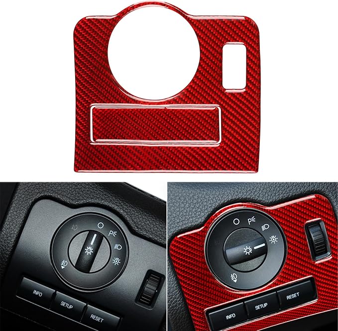 Real Carbon Fiber Trim for Ford Mustang Accessories | for 2009 2010 2011 2012 2013 2014 Headlight Switch Button Panel Interior Thick Overlay Decal