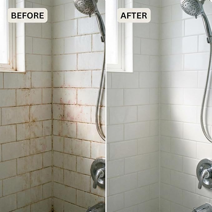 Natural Armor Tub & Tile Cleaner Spray - Daily No-Rinse Bathroom Cleaner w/Peppermint Scent for Shower Glass, Tile, Grout & Tubs - Plant-Based Formula Safe for People & Pets (32 fl oz Quart)
