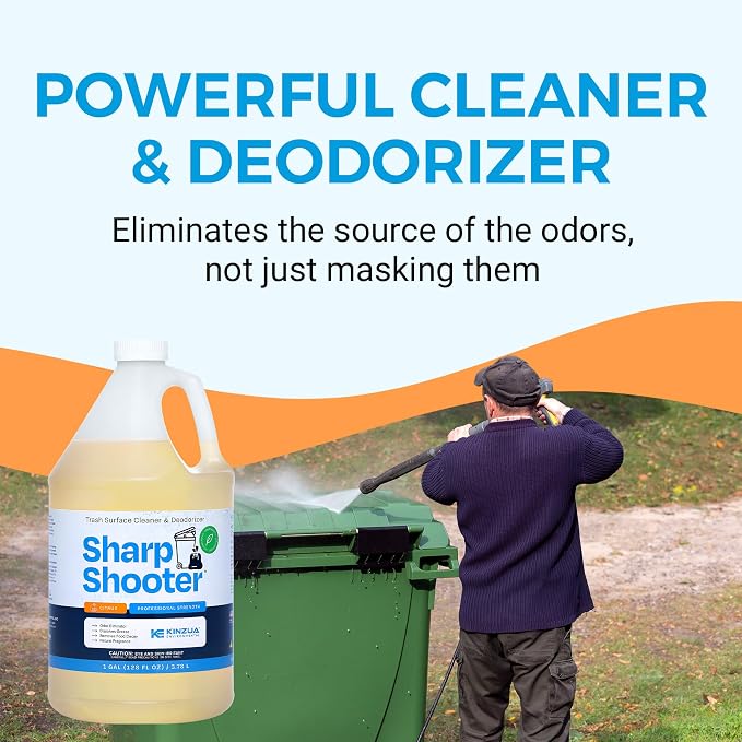 Sharpshooter, Heavy-Duty Trash Can Odor Eliminator & Degreaser, Garbage Surface Cleaner and Deodorizer Foam, Professional-Grade, Fresh Citrus Scent, 1 Gallon