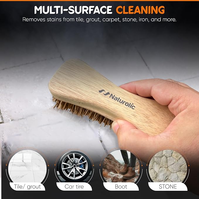 All-Natural Wooden Scrub Brush Set | Wooden Handle | Palmyra Bristle Brush for Cleaning | Eco Friendly Cleaning Products | Scrub Brush Set of 2