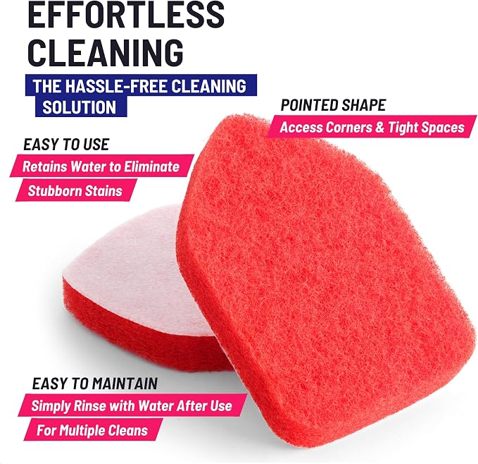 Scrubber Sponge Refill for 3 in 1 Moku Home Shower Scrubber, 2-Pack (Red) | Non-Scratch Pads for Tub, Tile, Sink, Shower, Kitchen, Wall & Floor; for Moku Home Extendable Long-Handle Bathroom Brush