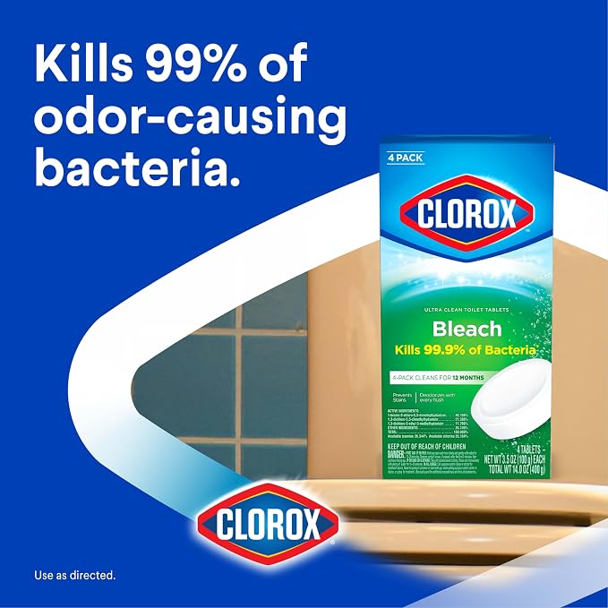 Clorox Ultra Clean Toilet Tablets Bleach 2 Count, 3.5 Oz Each (Pack May Vary)
