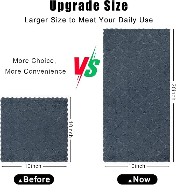 Homaxy 18 Pack Dish Towels for Kitchen (10 x 20 Inches, Dark Grey), Super Soft and Absorbent Coral Velvet Dish Cloths for Washing Dishes, Nonstick Oil Fast Drying Microfiber Cleaning Cloth