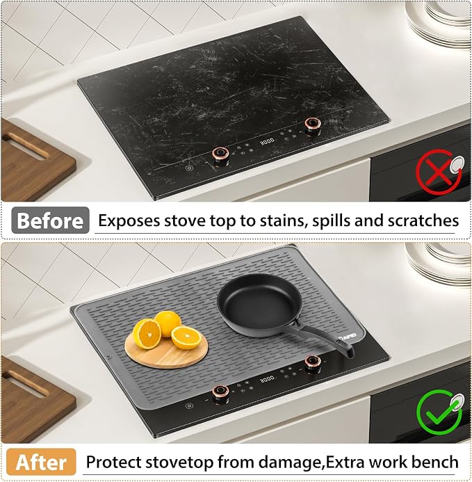 Extra Large 30 x 24 Inch Silicone Dish Drying Mat for Dish Drying Rack , Easy Clean Silicone Drying Mat for Kitchen Counter , Non-Slip Dish Drain Matt , Heat Resistant Silicon Dish Mat , Gray , SAPID