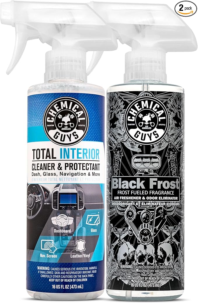 Chemical Guys SPI22016 Total Interior Cleaner and Protectant + Black Frost Air Freshener and Odor Eliminator, (Great for Cars, Trucks, SUVs, RVs, Home, Office, Dorm Room & More) 2-16 fl oz
