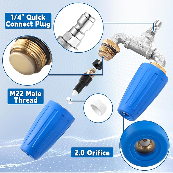 Dual Turbo Nozzle Pressure Washer, 4000 PSI, 1/4" Quick Connect | Twin 360° Rotating Jets for Concrete, Patios and Hard Surfaces, 4-6 GPM, 2.0 Orifice
