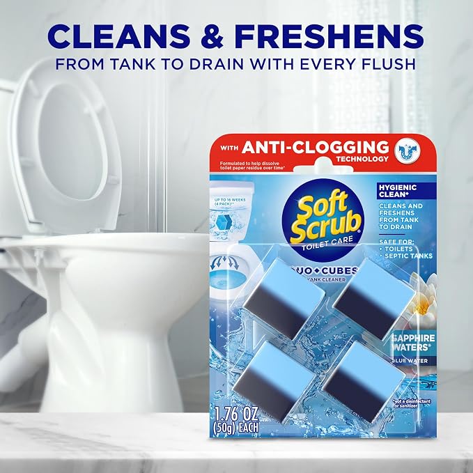 Soft Scrub In-Tank Toilet Cleaner Duo-Cubes, Sapphire Waters, 4 Count (Pack of 7)