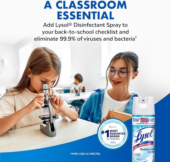 Lysol Disinfectant Spray, Household Cleaning Supplies, Disinfecting Multi-Purpose Room Spray, Antibacterial Sanitizer, Deodorizer, Kills Hantavirus, Crisp Linen, 19 Fl Oz (Pack of 2)