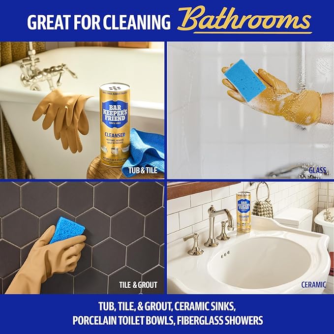 Bar Keepers Friend Powder Cleanser, 12 oz x 2, Multipurpose Cleaner, Degreaser & Remover for Burnt Stainless Steel Pots and Pans, Rust Stains, Hard Water Deposits & Soap Scum