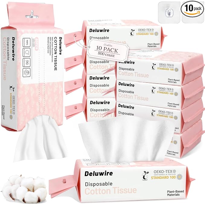 800 Count Disposable Face Towels, Soft & Skin Friendly Face Towelettes Disposable, Facial Tissue Dry Wipes for Women Cleansing