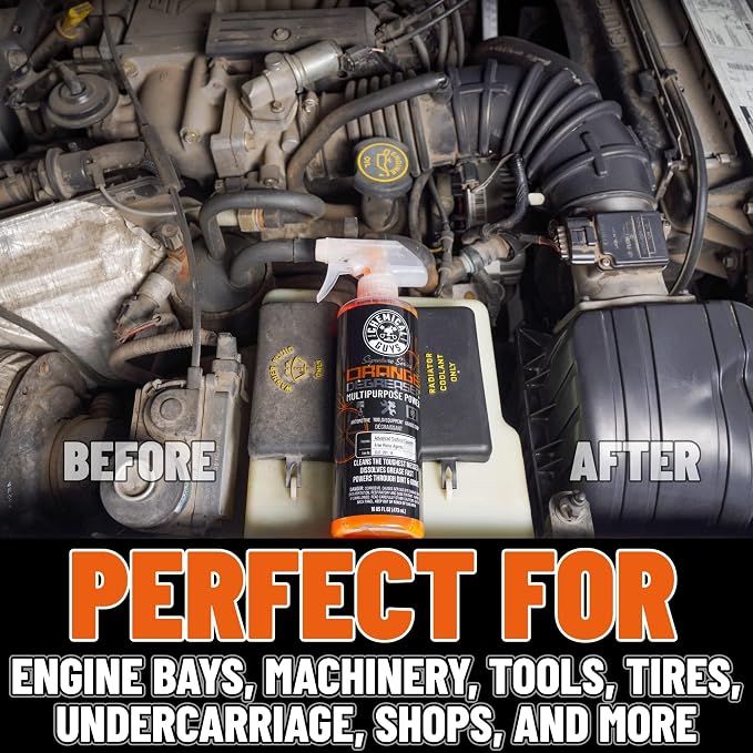 Chemical Guys, Signature Series Orange Degreaser Spray, Heavy Duty, 16 oz | Heavy-duty citrus degreaser breaks down grease and oil on engines, tires, tools and undercarriages, dilutable