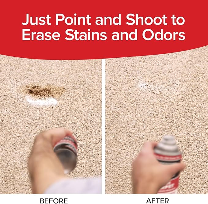 Bull Shot Carpet Spot & Stain Remover, AS SEEN ON TV, Made In USA, Just Point & Spray, Stain-Lifting Foam-Action, Pet Stains & Odors, Coffee, Soda, Wine, Stains, 2 Pack