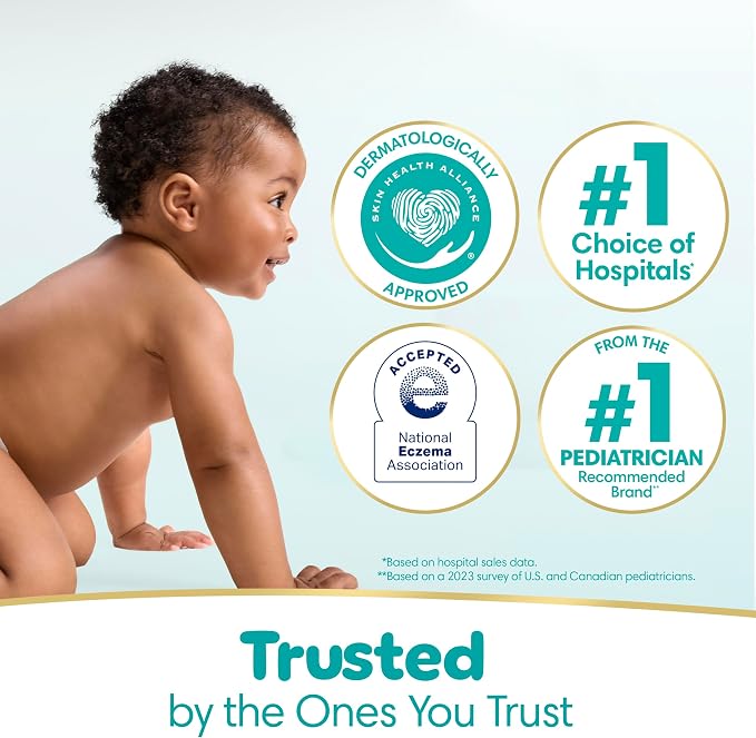 Pampers Sensitive Baby Wipes, Clinically Proven, Fragrance Free, Unscented, Water Based, Hypoallergenic, Multi-Use, Hand Wipes 504 Wipes Total (6X Flip-Top Packs) [Packaging May Vary]