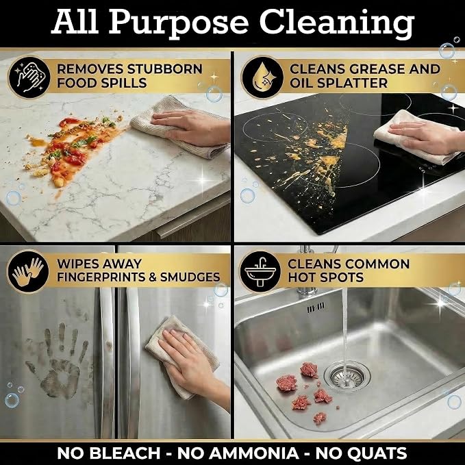 Thirteen Chefs Multi-Surface Cleaner for Granite and Quartz Countertop, Stainless Steel Appliances, Wood Furniture and Tables - 32oz Spray Bottle (32oz)