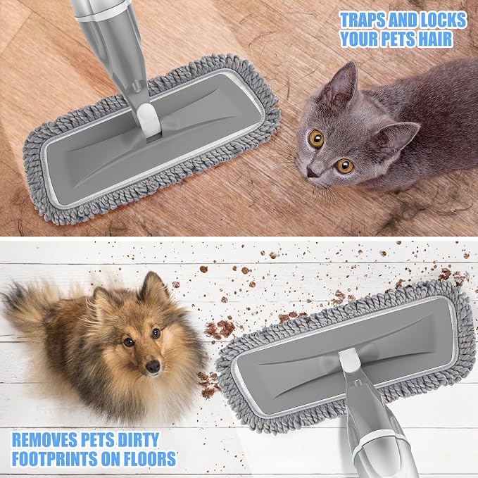 Microfiber Spray Mops Refillable for Floors Cleaning: Wet Mop Floor Mop | Flat Dust Mop Multi-purpose, 3 Washable Reusable Pads for Swiffer Powermop, for Hardwood Laminate Ceramic Tiles Vinyl Wood