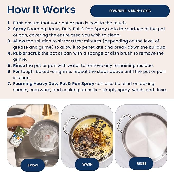 Truly Free Heavy Duty Pot & Pan Spray | Non Toxic Powerful Grease Remover, Multi-Purpose Kitchen Oven Cleaner Spray Degreaser for Stove Top, Grill Citrus Scent | 16 oz Empty Bottle + Two (3 oz) Fills