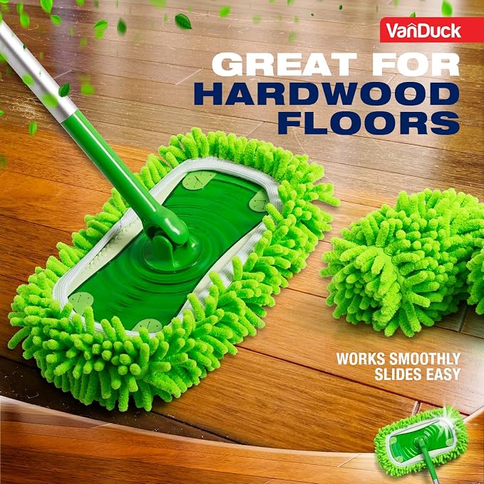 VanDuck Reusable Microfiber Dust Mop Refill for Swiffer Sweeper (2-Pack) | Mop not included, reusable microfiber floor duster, pet hair & dust replacement pads