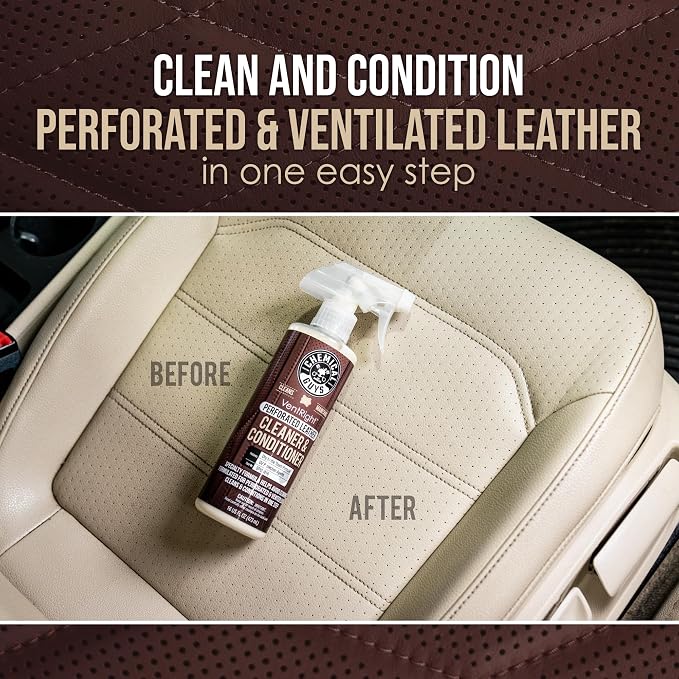Chemical Guys, VentRight Leather Cleaner & Conditioner, Vented Seats, 16 oz | Deep cleaning leather cleaner for ventilated seats with added protection removes dirt, oils, residue and grime